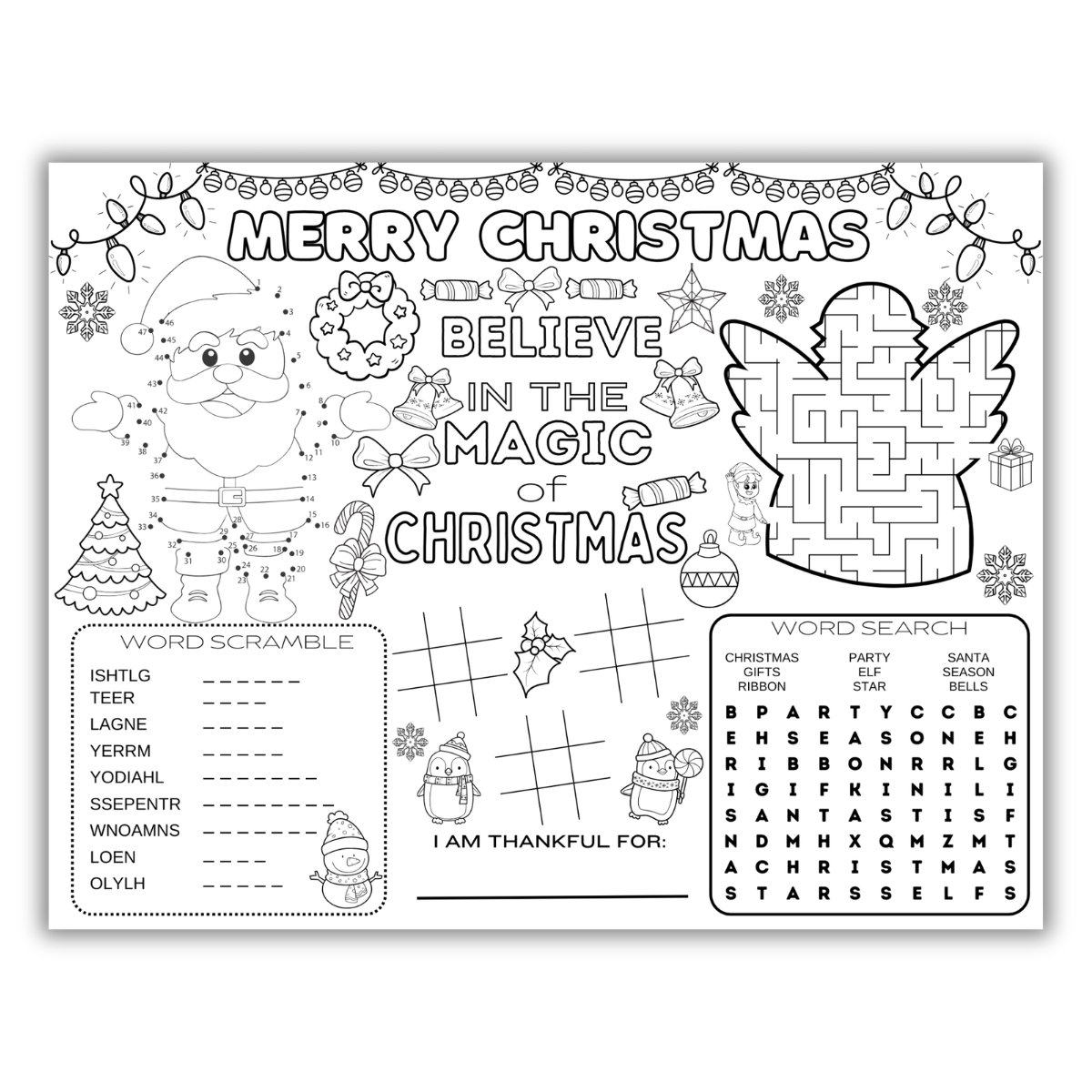 Kids Christmas Activity Placemats