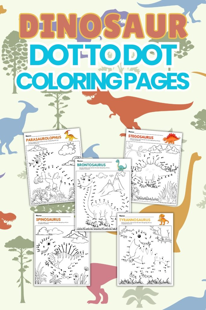 Dinosaur Dot to Dot Coloring Pages