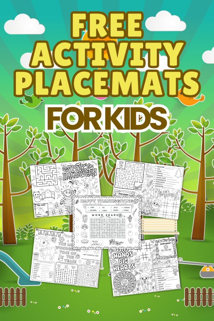Free Activity Placemats for Kids