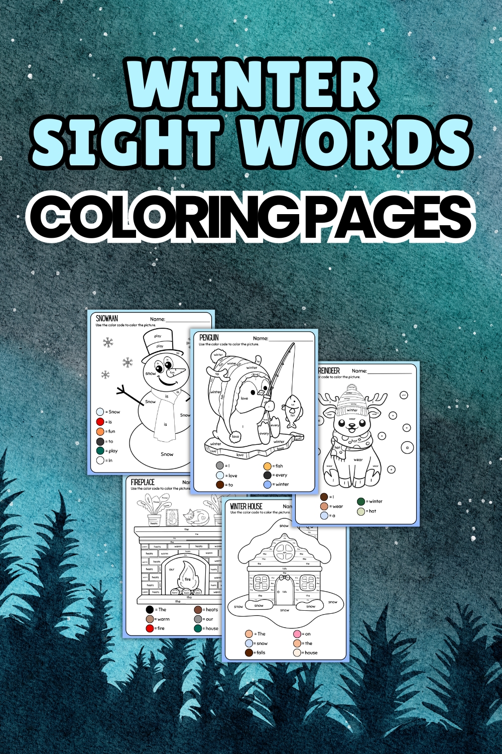 Winter Sight Words Coloring Pages - Fun Coloring Sheets