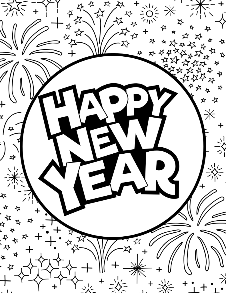 Happy New Year Coloring Pages 1