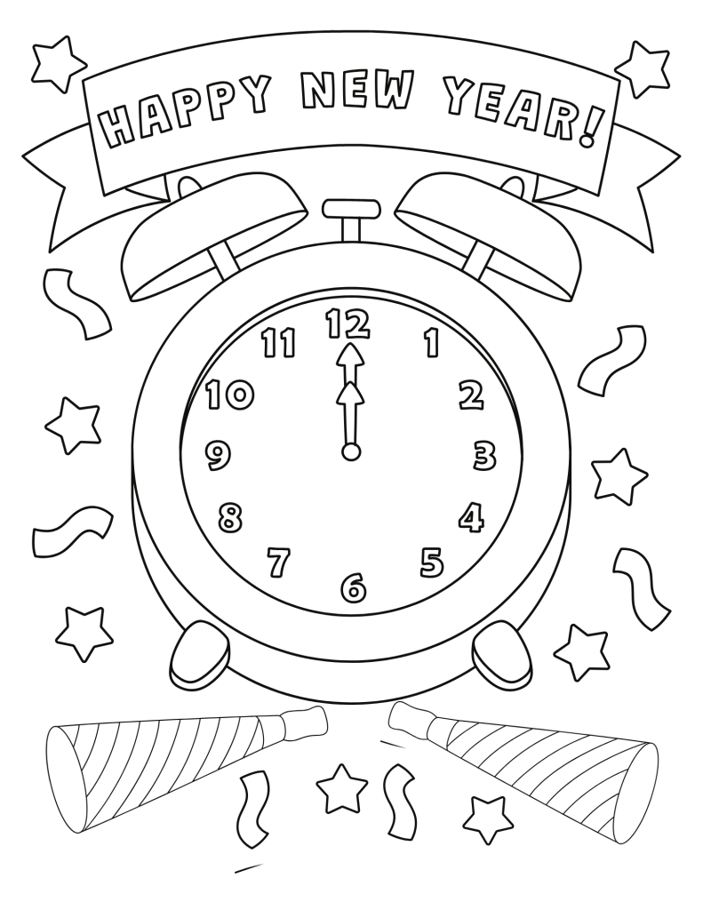 Happy New Year Coloring Pages 11