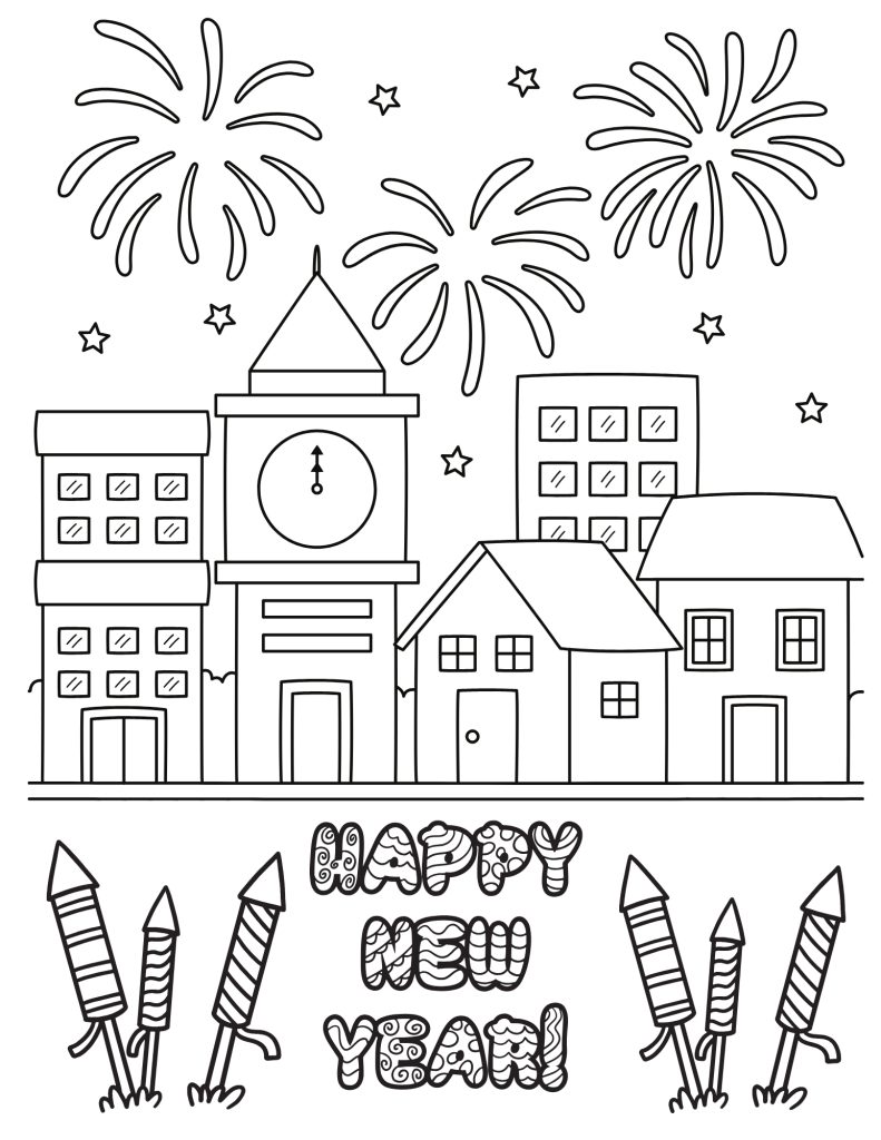 Happy New Year Coloring Pages 12