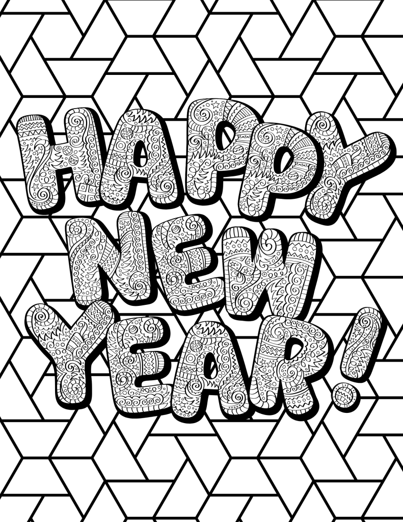 Happy New Year Coloring Pages 2