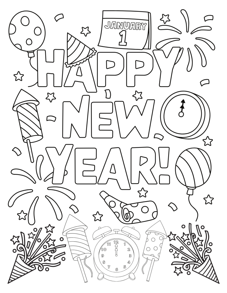 Happy New Year Coloring Pages 8