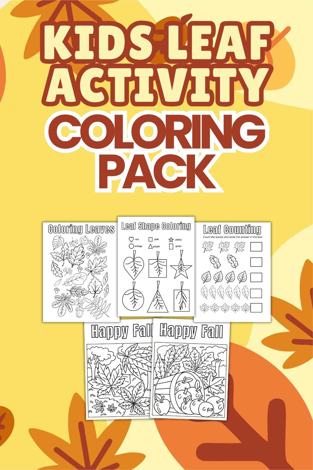 Kids Leaf Activity Coloring Pack - Fun Coloring Sheets