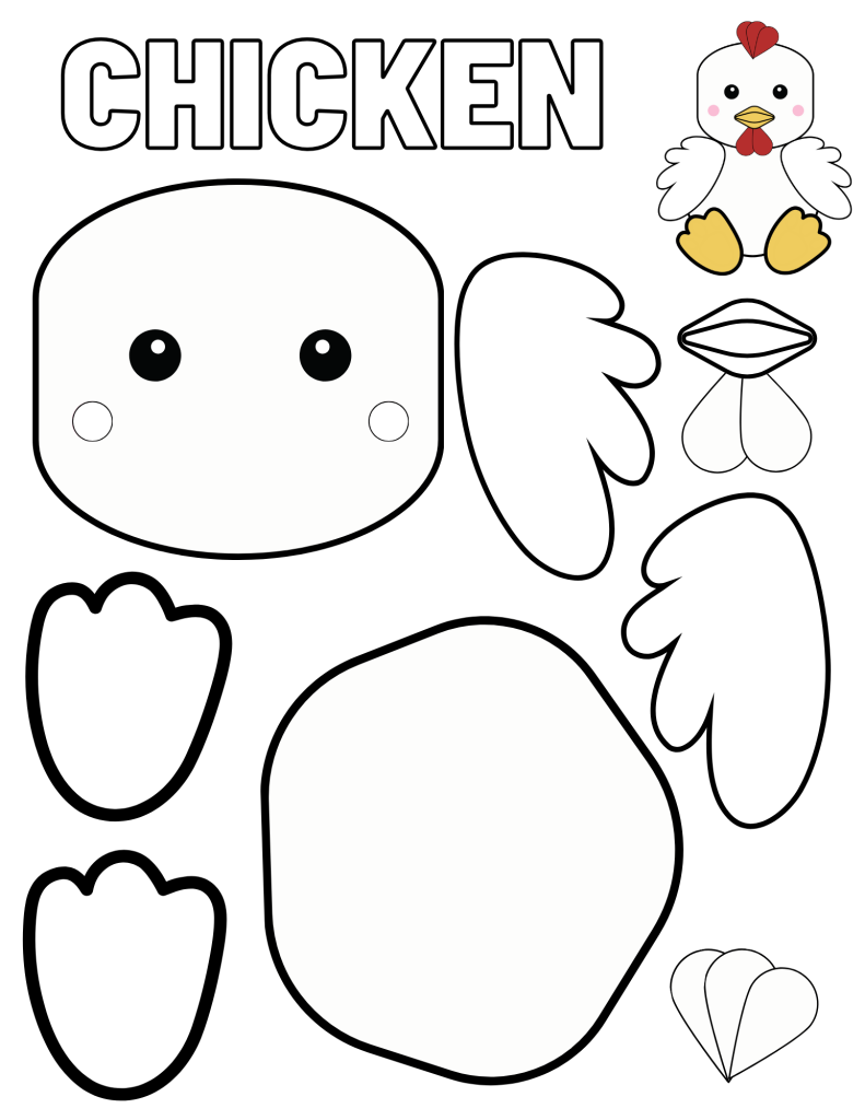 Cut Paste Color Chicken