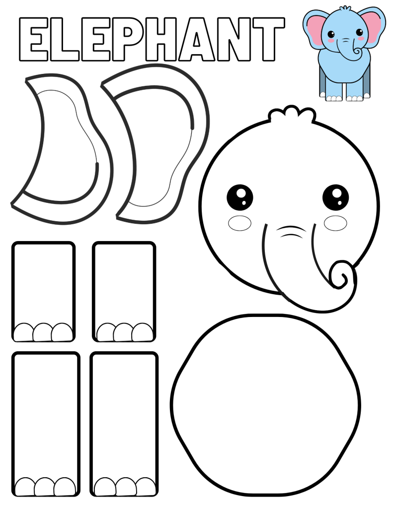 Cut Paste Color Elephant