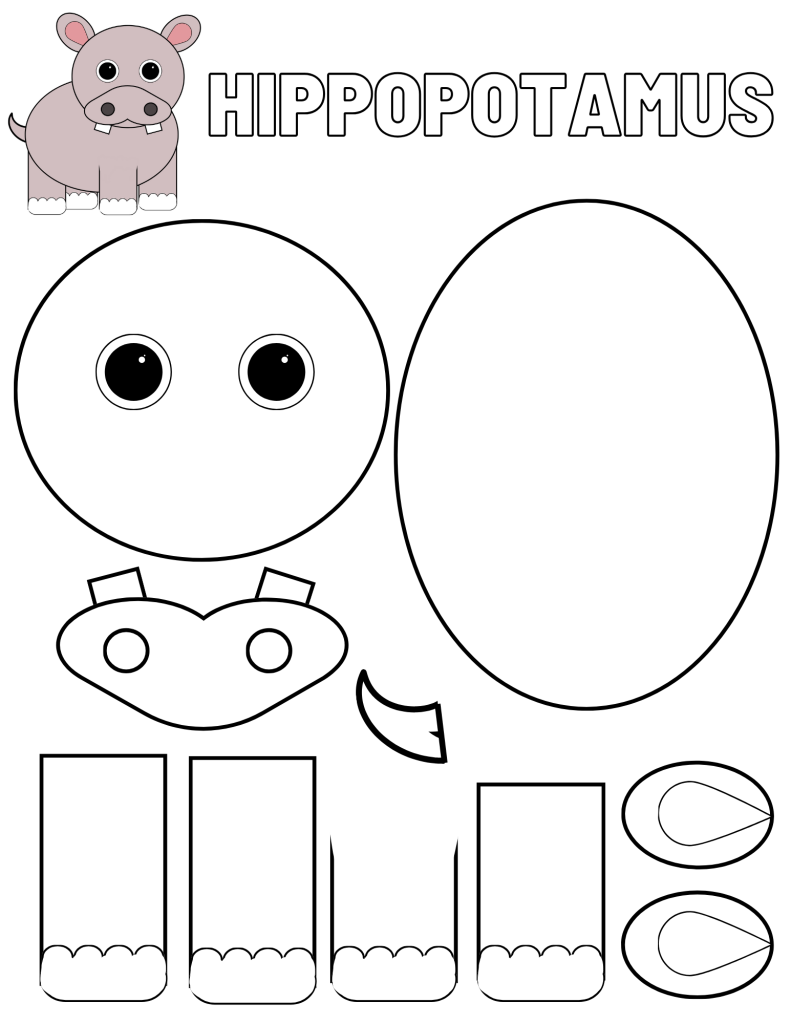 Cut Paste Color Hippo