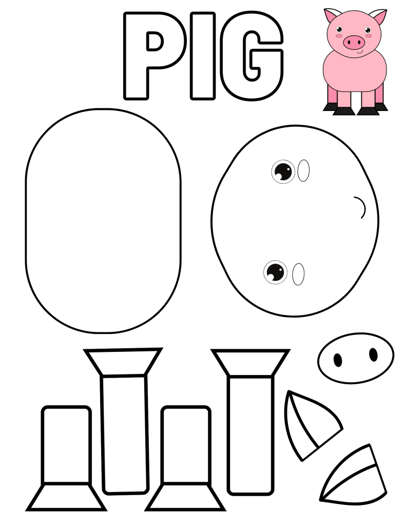Cut Paste Color Pig
