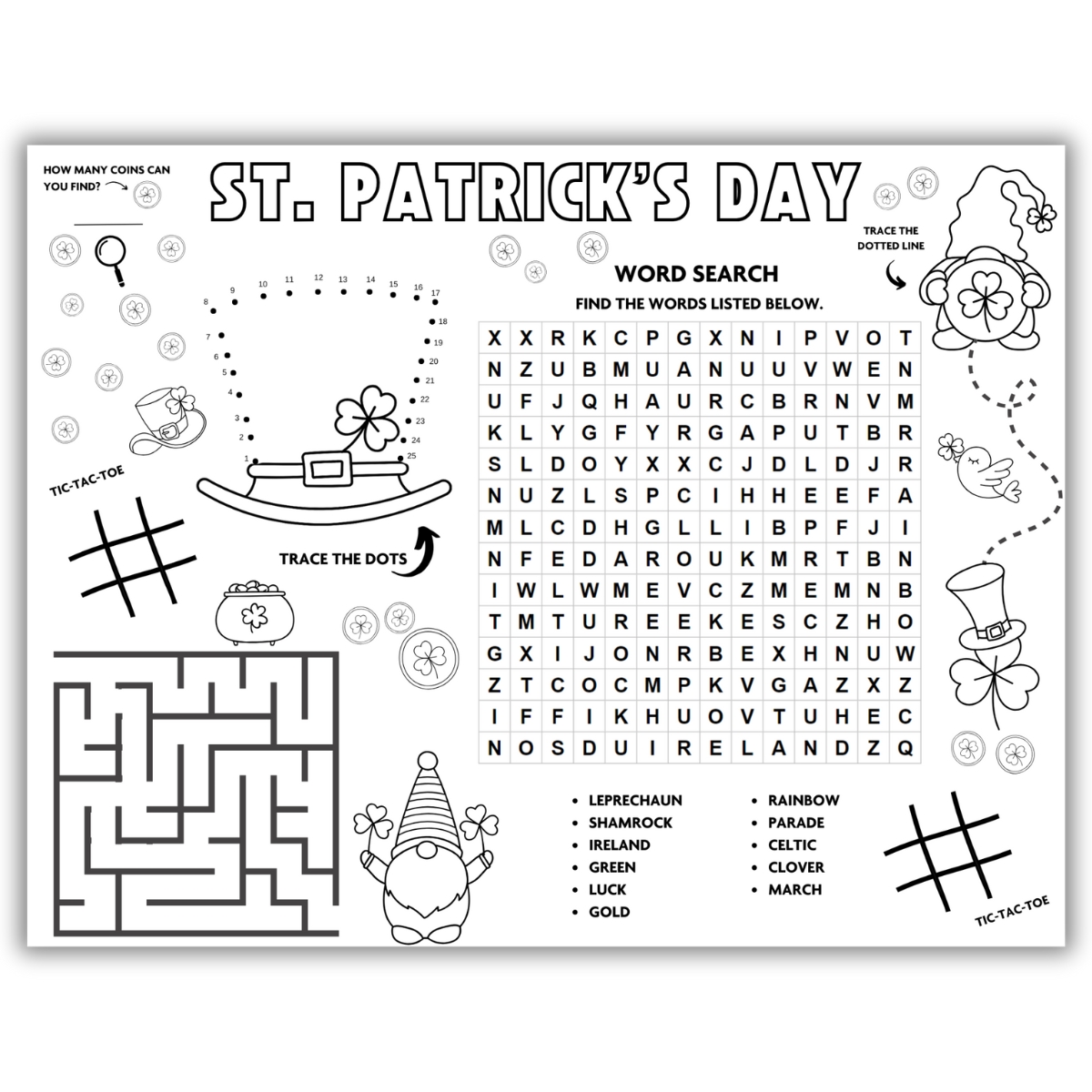 St Patricks Day Activity Placemats