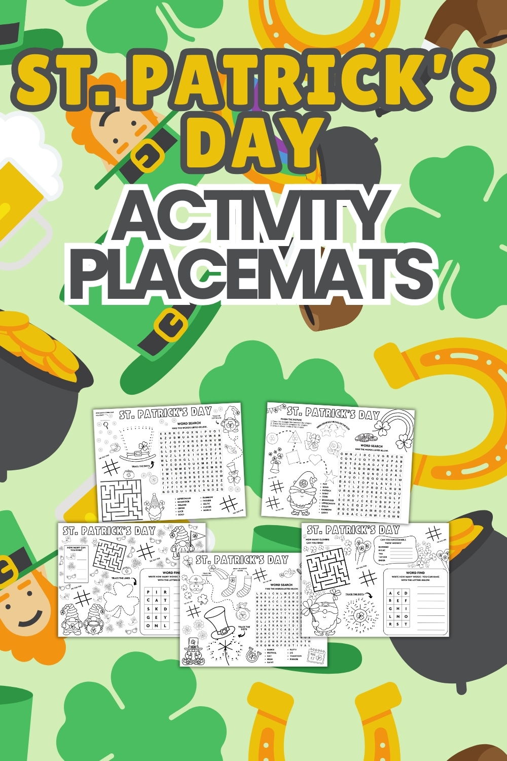 St Patricks Day Activity Placemats - Fun Coloring Sheets