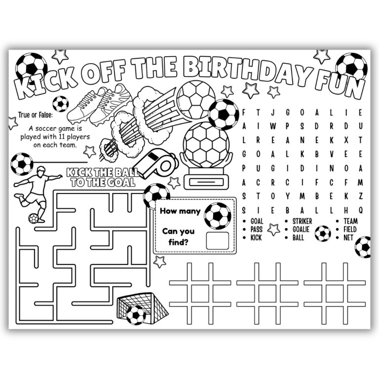 Soccer Activity Placemats