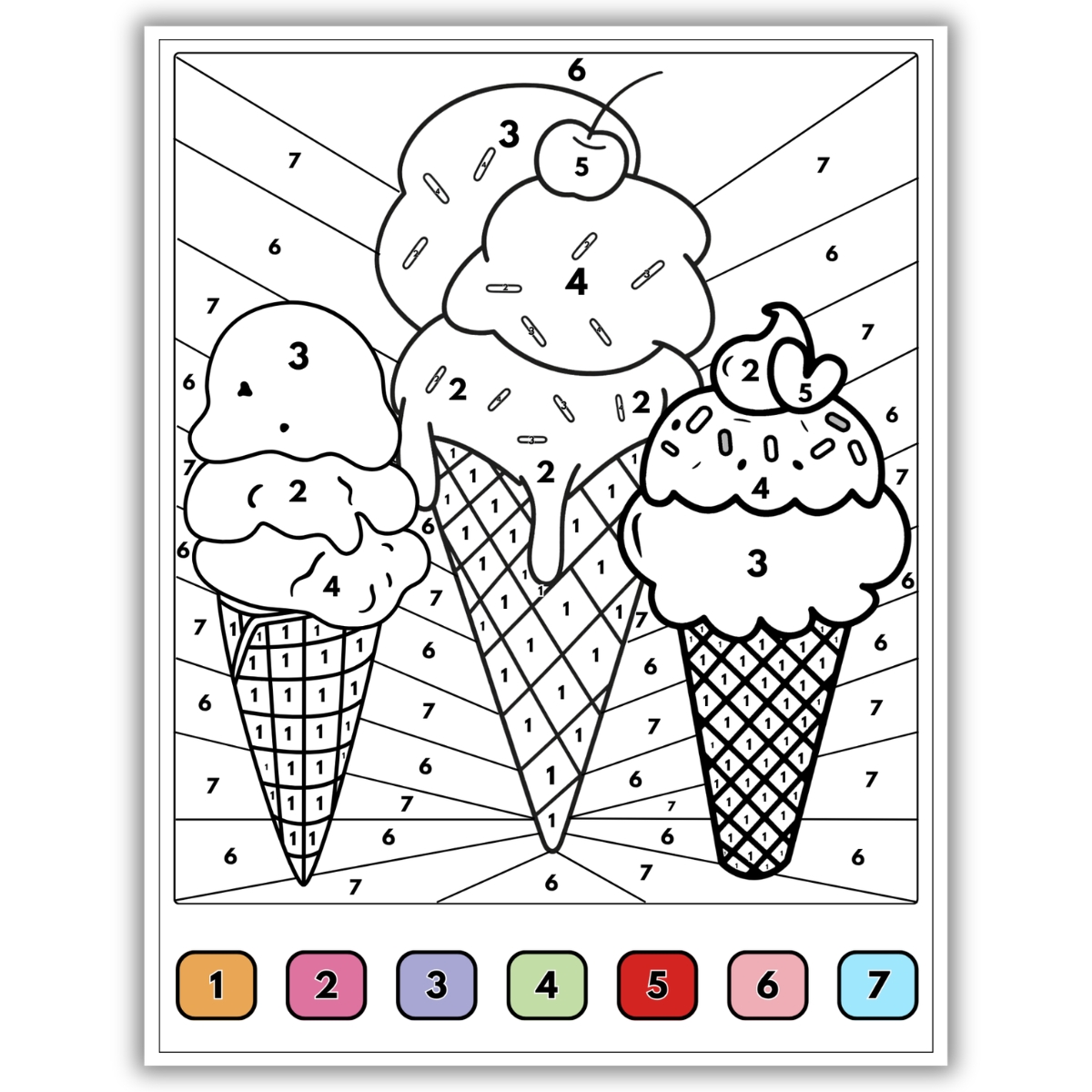 Summer Color by Number Pages