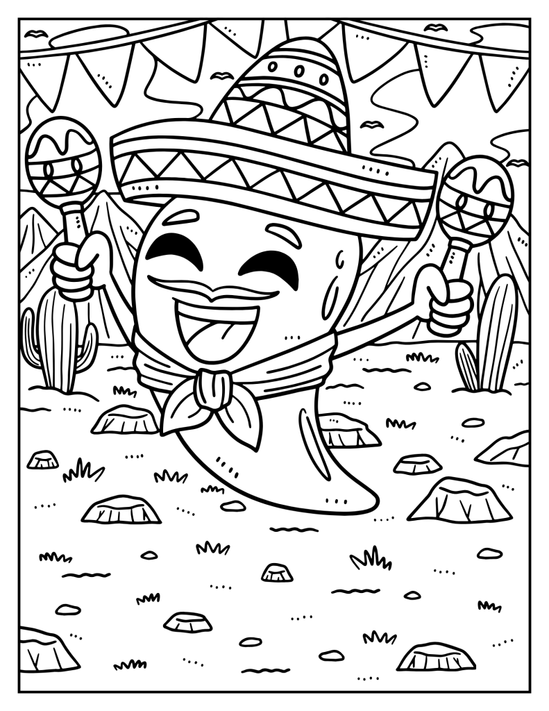 jalapeño with sombrero and maracas