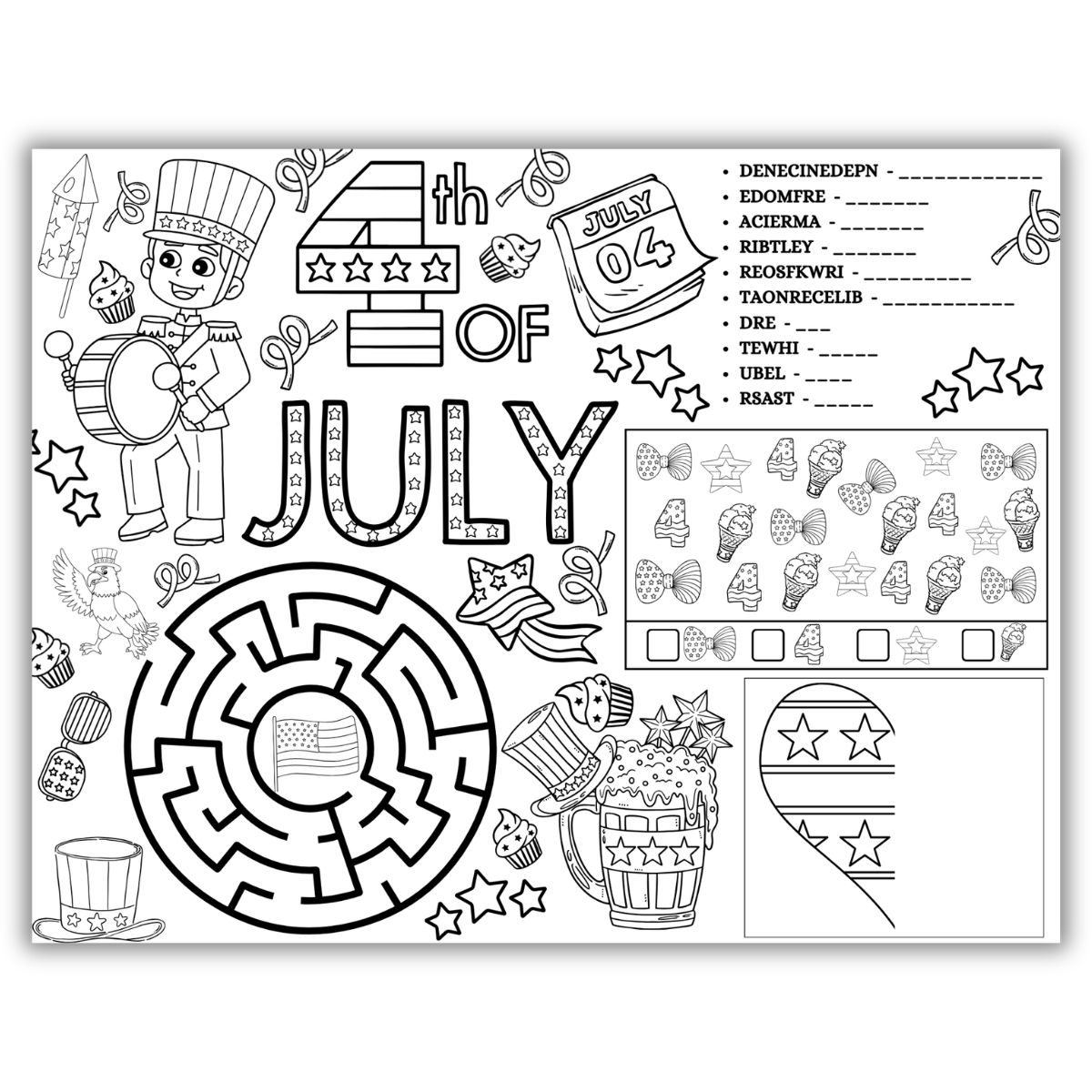 4th of July Activity Placemats