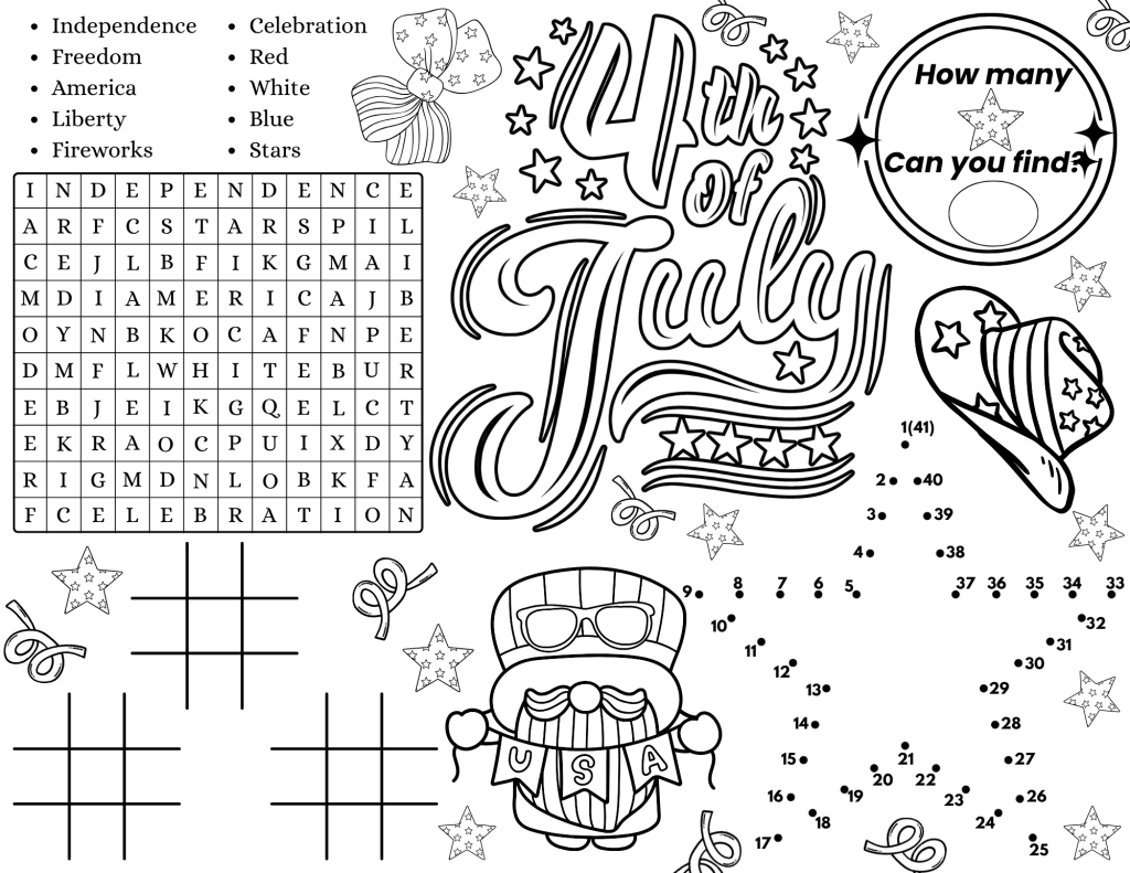 4th of July Activity Placemat