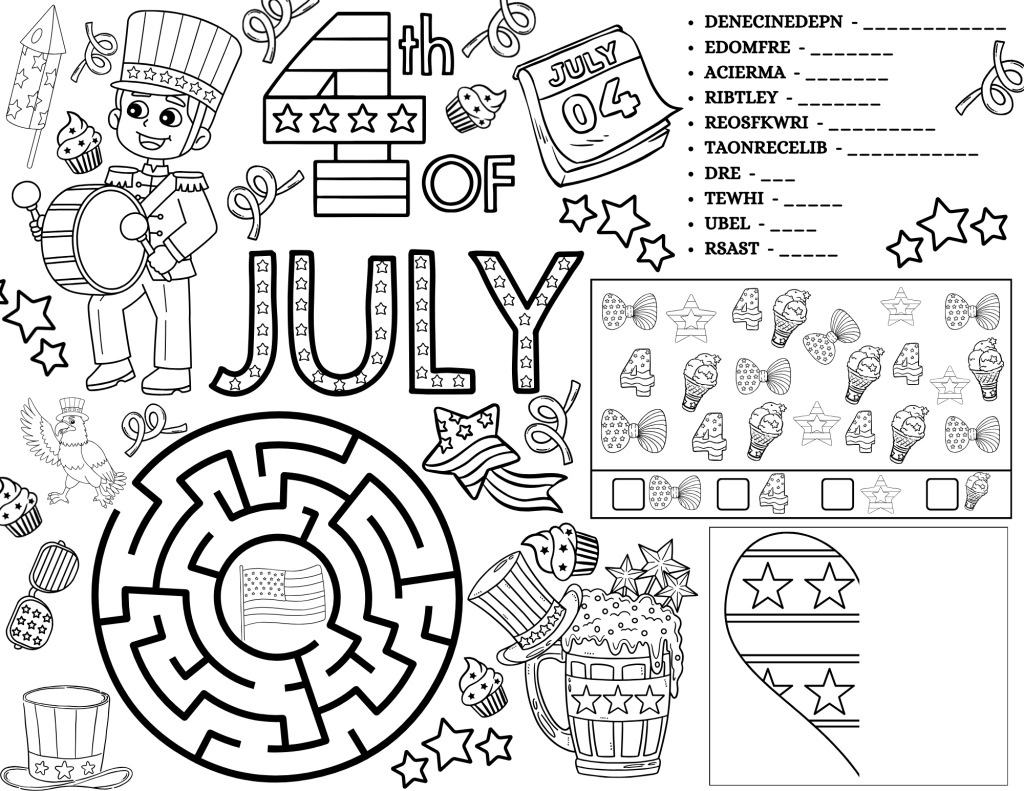 4th of July Activity Placemat