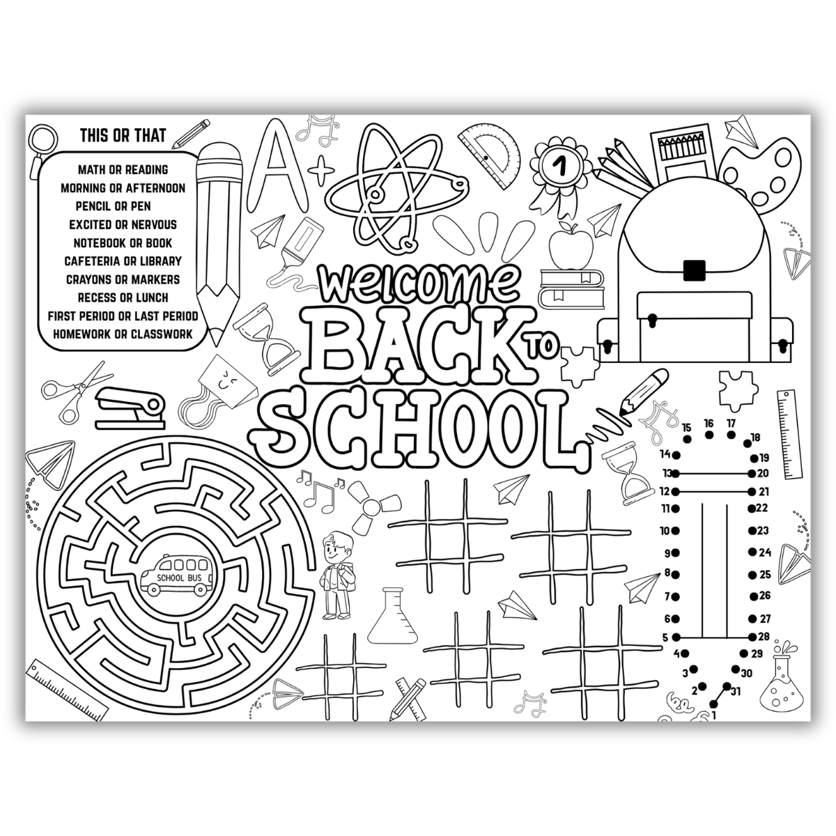 Back to School Activity Placemats