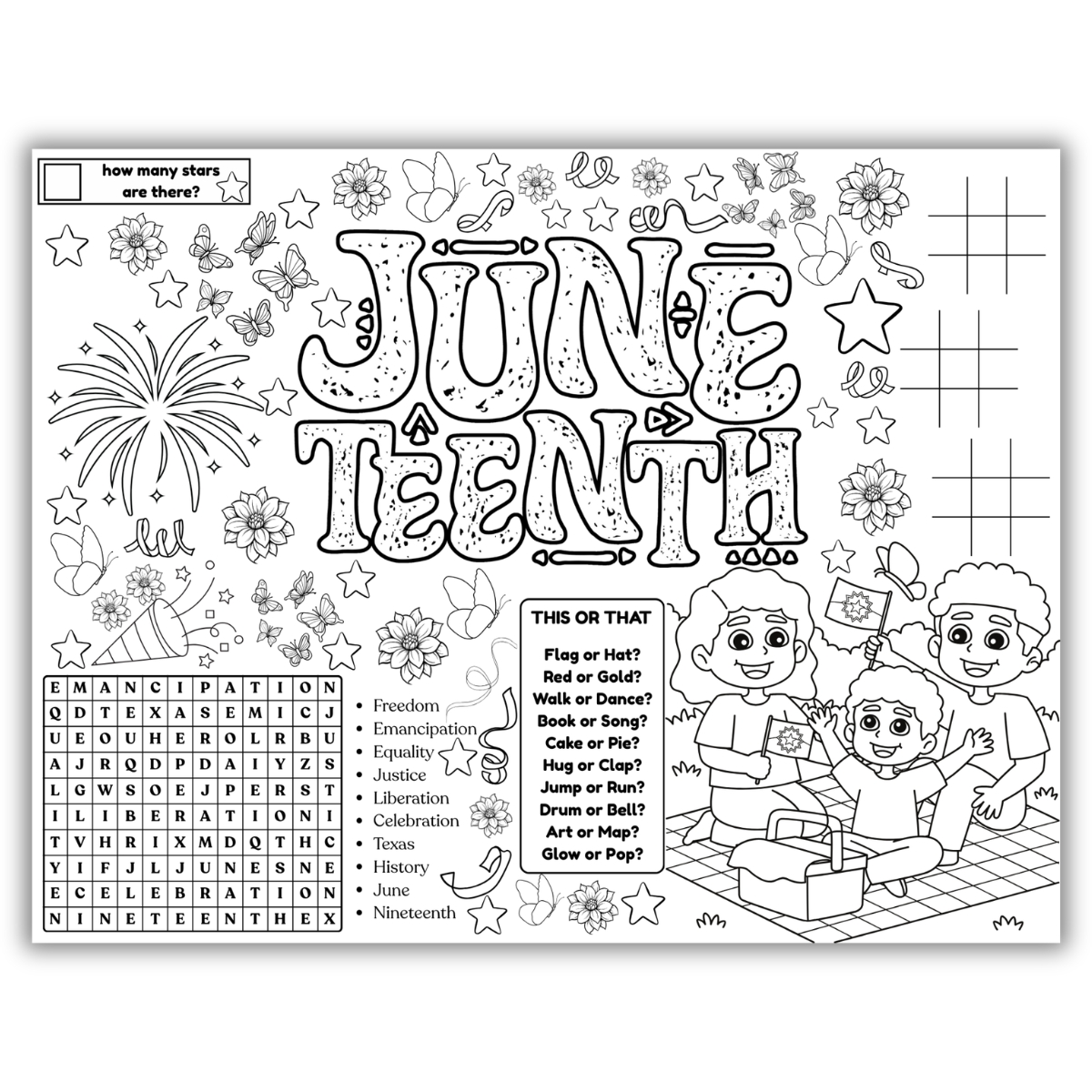 Juneteenth Activity Placemats