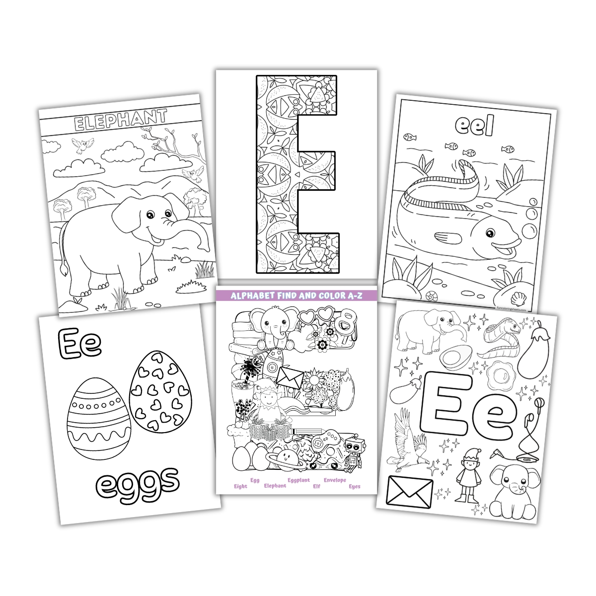 Letter E Coloring Pages