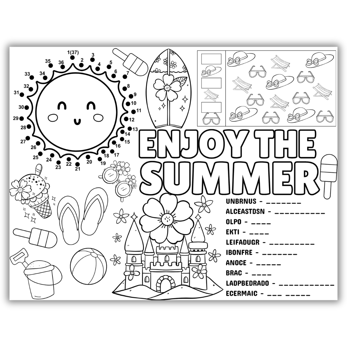 Summer Activity Placemats