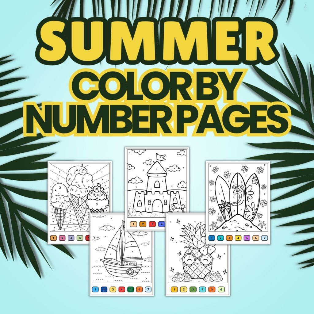 Summer Color by Number Pages