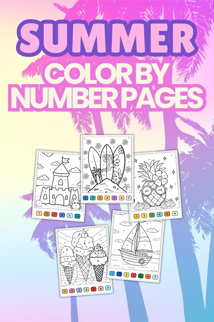 Summer Color by Number Pages