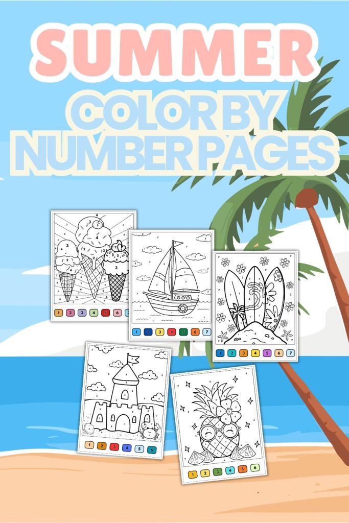 Summer Color by Number Pages