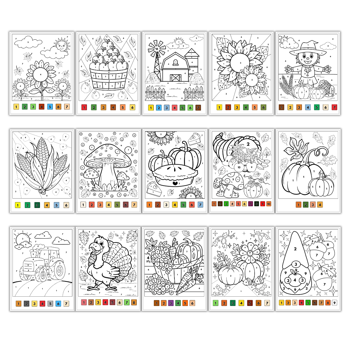 Harvest Color By Number Pages
