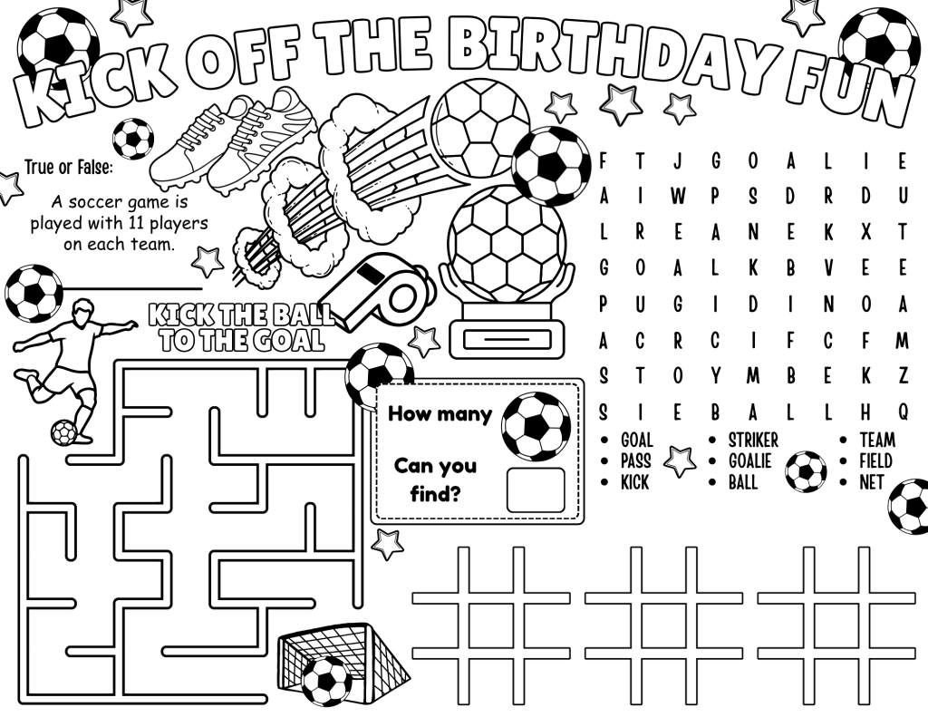 soccer activity placemat 1