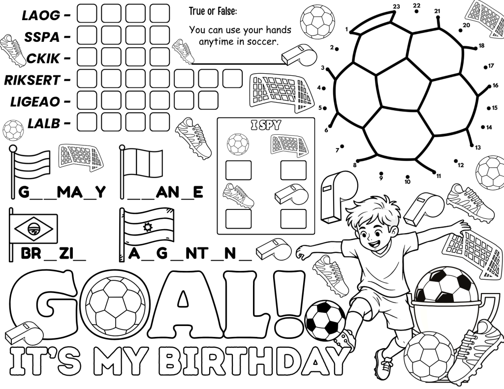 soccer activity placemat 2