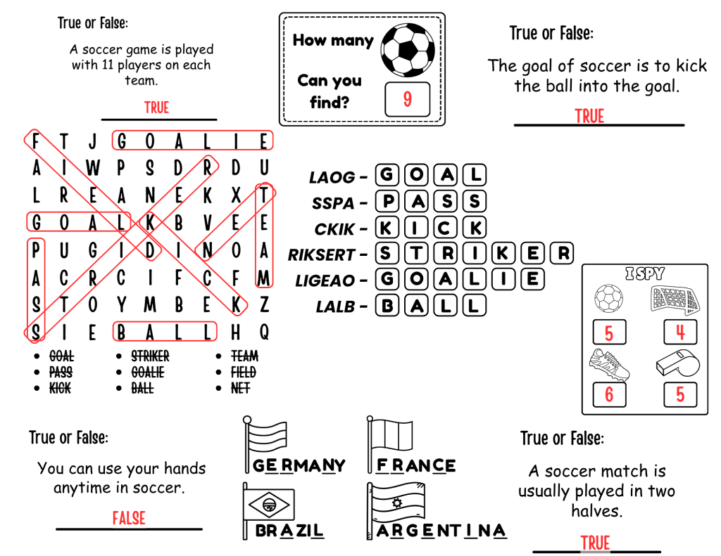 soccer activity placemat answers 1