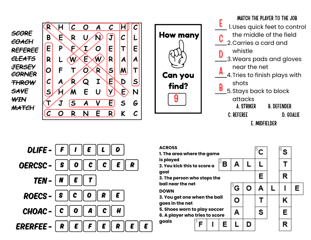 soccer activity placemat answers 2