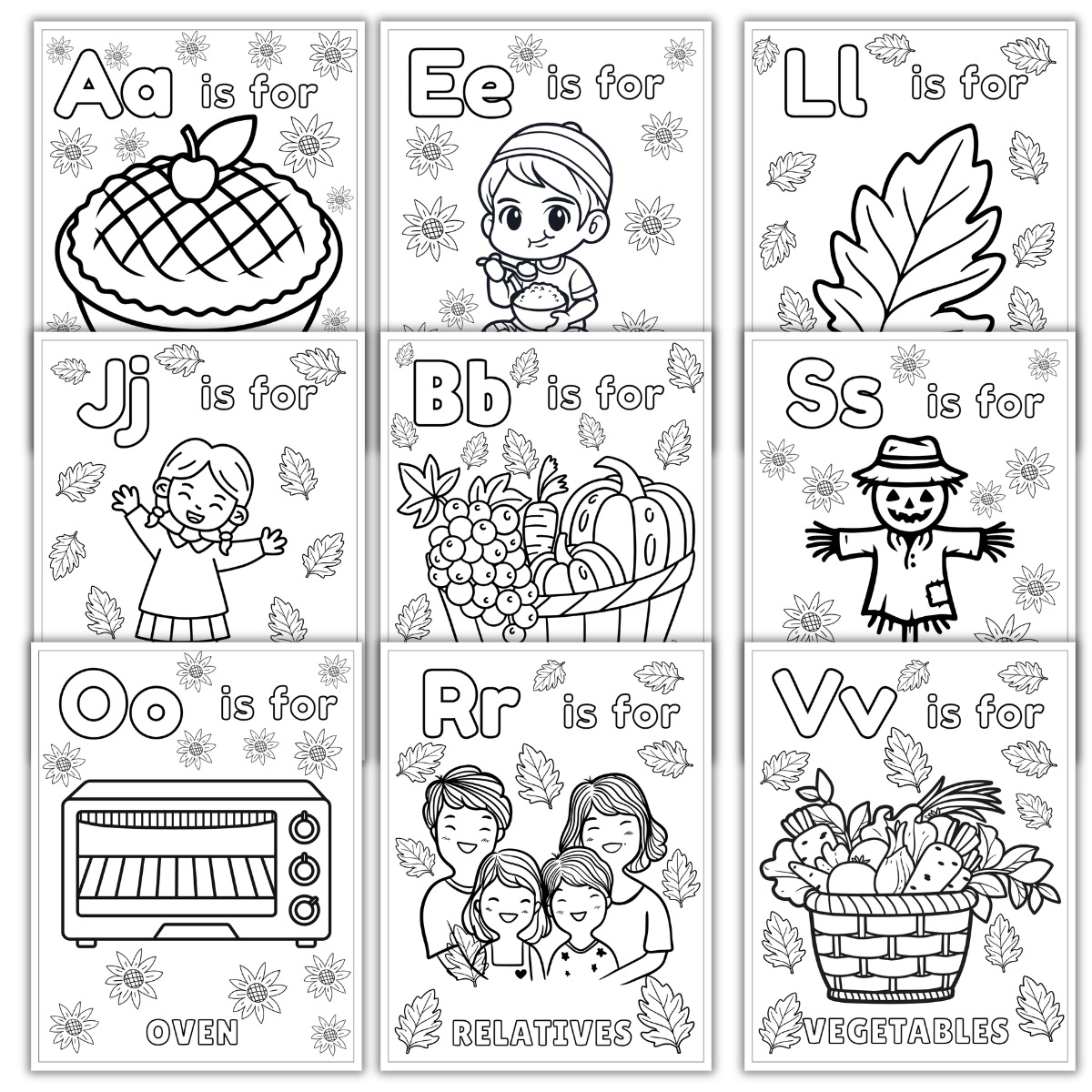 Thanksgiving Alphabet Coloring Pages