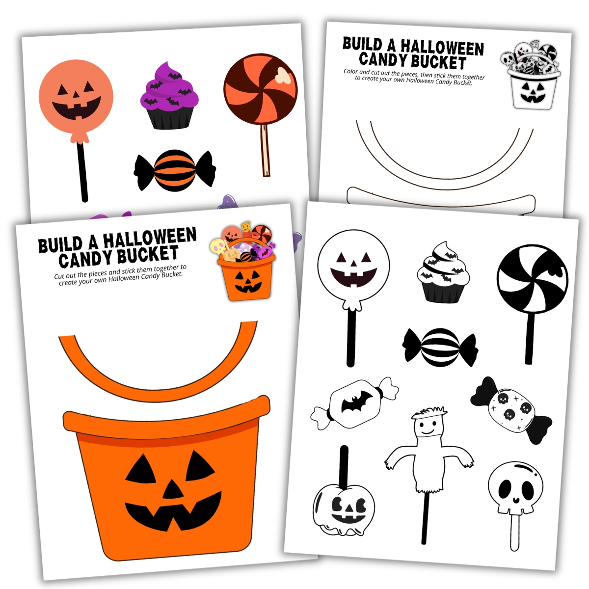 color and build a candy bucket