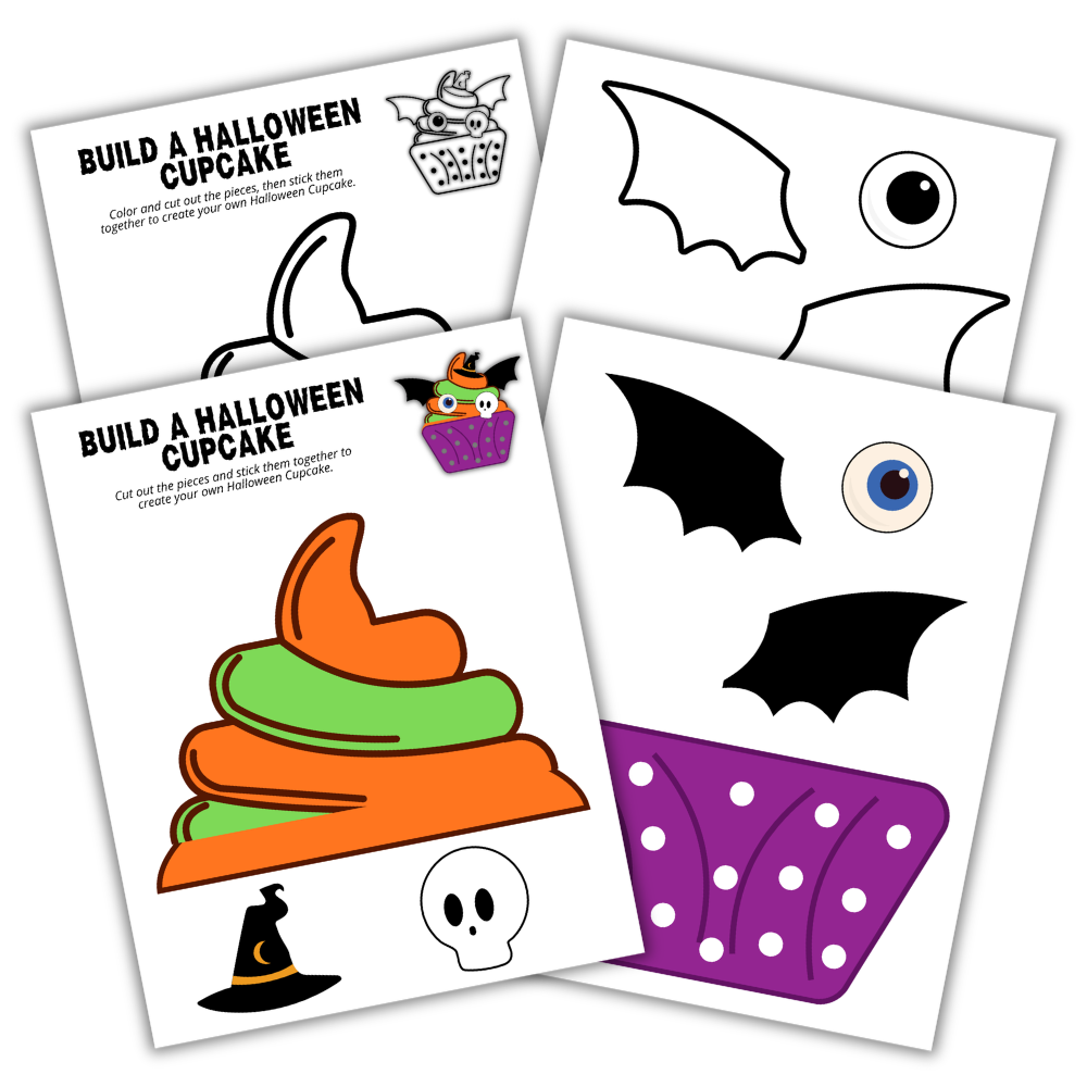 Color and Build A Halloween Cupcake