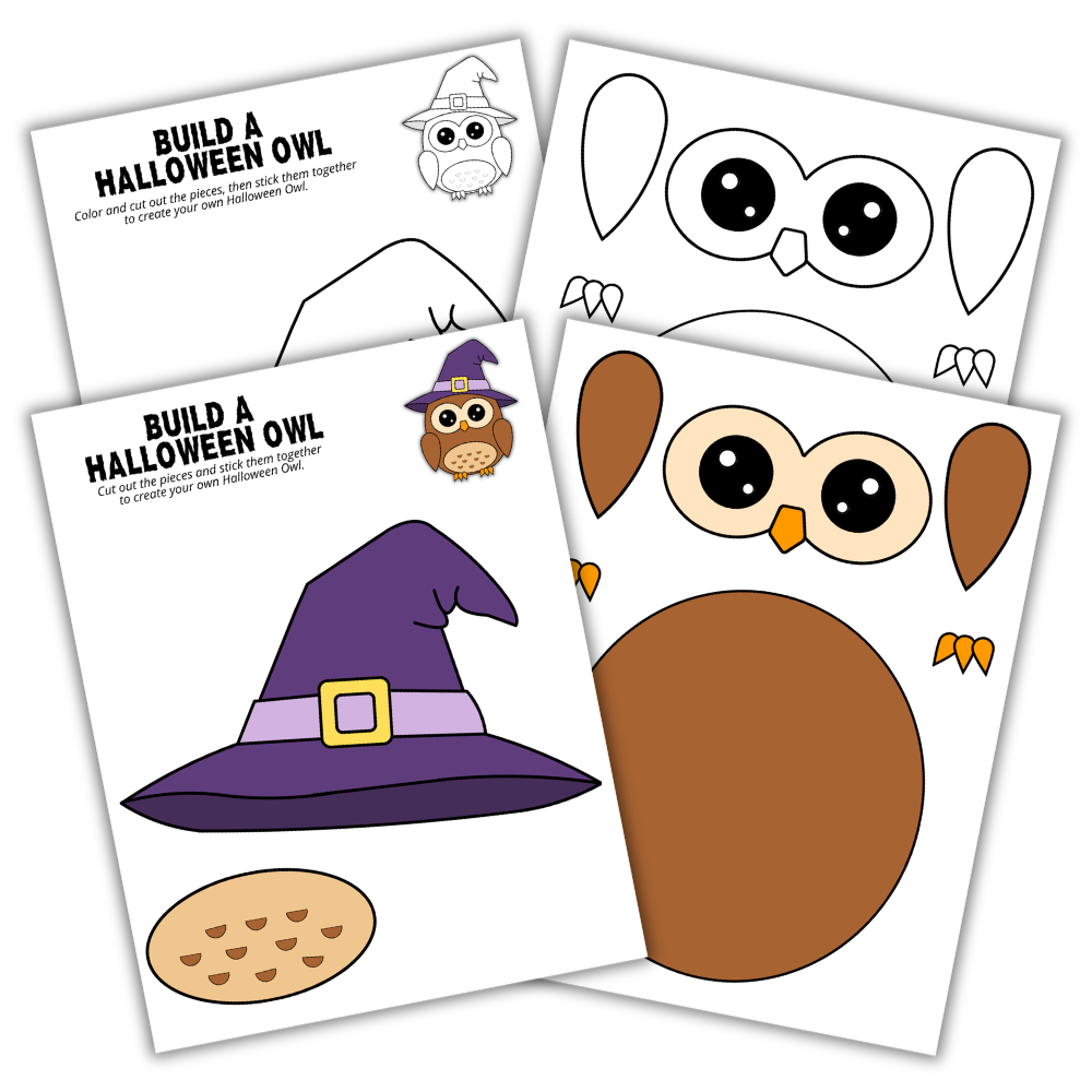 Color and Build A Halloween Owl