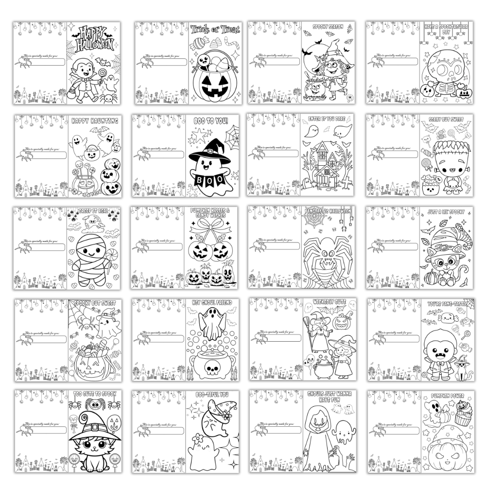 Halloween Coloring Cards
