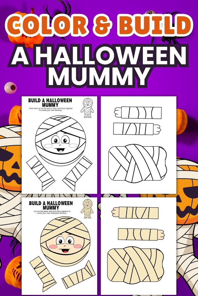 color and build a Halloween mummy